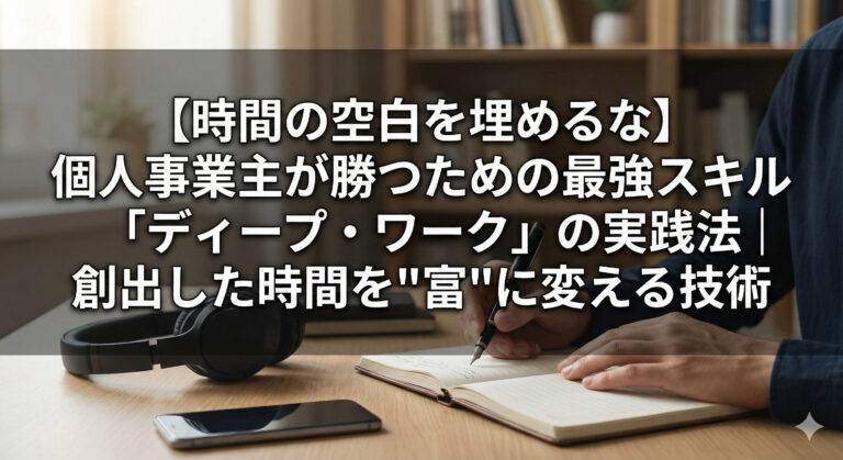 【時間の空白を埋めるな】個人事業主が勝つための最強スキル「ディープ・ワーク」の実践法|創出した時間を”富”に変える技術