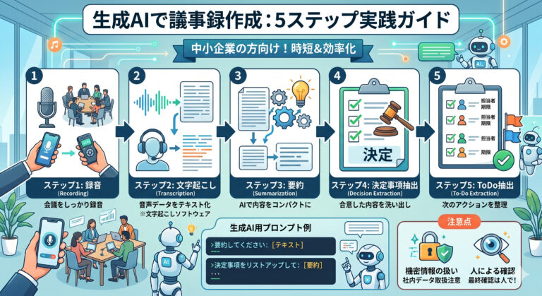 生成AIで議事録を作成する方法とは|文字起こしから要約までのやり方とコツ
