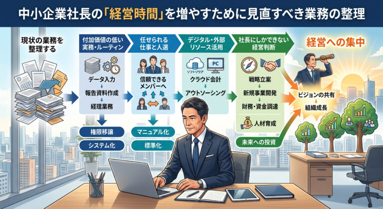 経営時間を増やす方法|中小企業の社長が見直すべき仕事