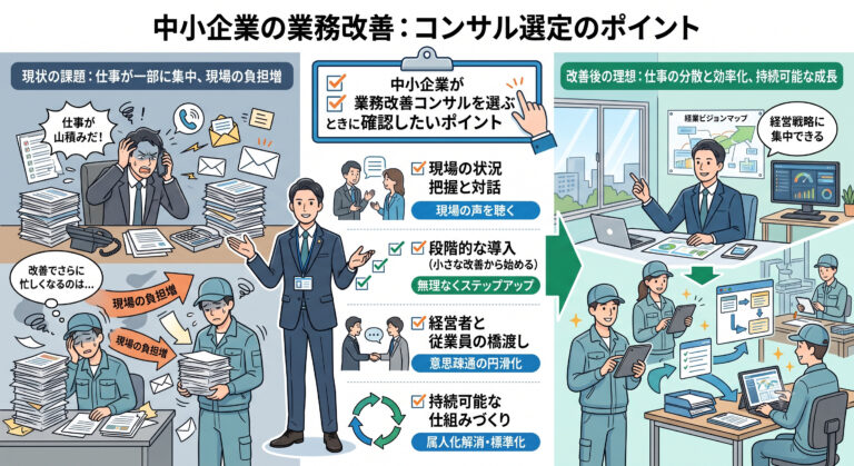 業務改善コンサルの選び方|中小企業が依頼前に確認すべきポイント